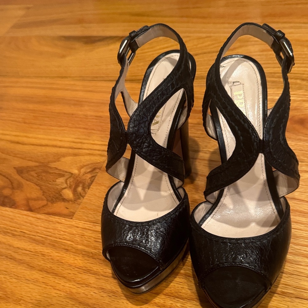Prada Black Strappy Heels
